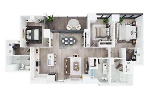 Floor plan for 3 beds, 3 baths, 1540 sqft